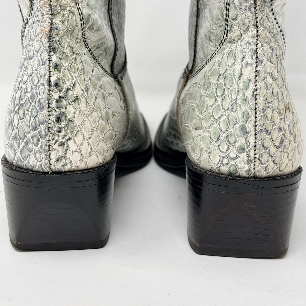 Vintage Tony Lama Vaquero Python Exotic Cowboy Boots Women 8.5 M Western Y2K - Picture 6 of 13